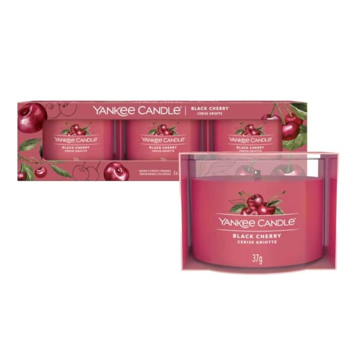 Yankee Candle - 3 Filled Votive Candles - Black Cherry